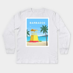 Barbados - Caribbean Lifeguard Hut Kids Long Sleeve T-Shirt